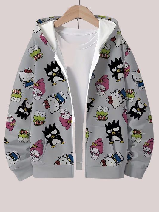 Sanrio Family Long Sleeve Zip-Up Hoodie  Size: 11-12