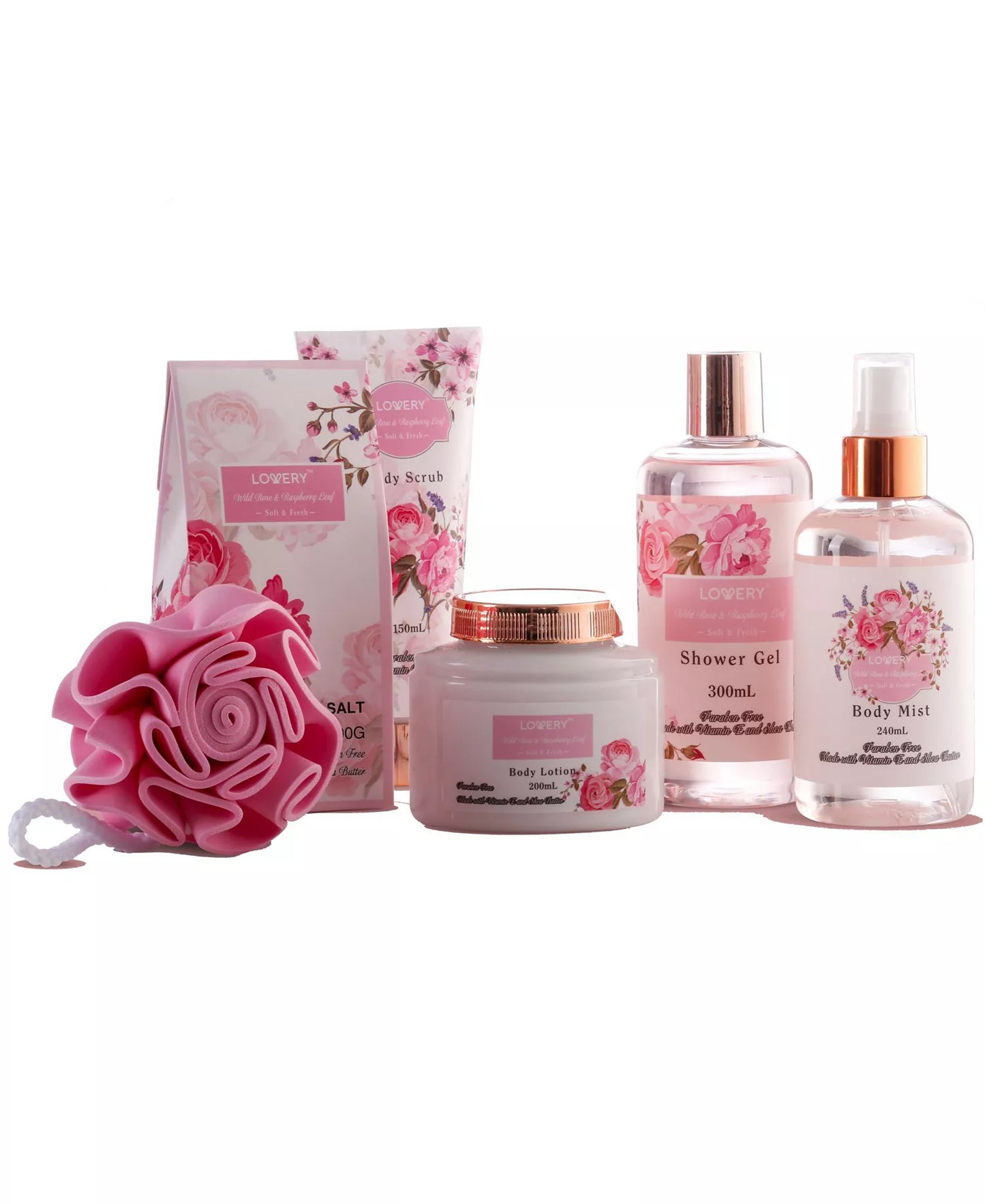 Lovery Wild Rose and Raspberry Body Care 7 Piece Gift Set
