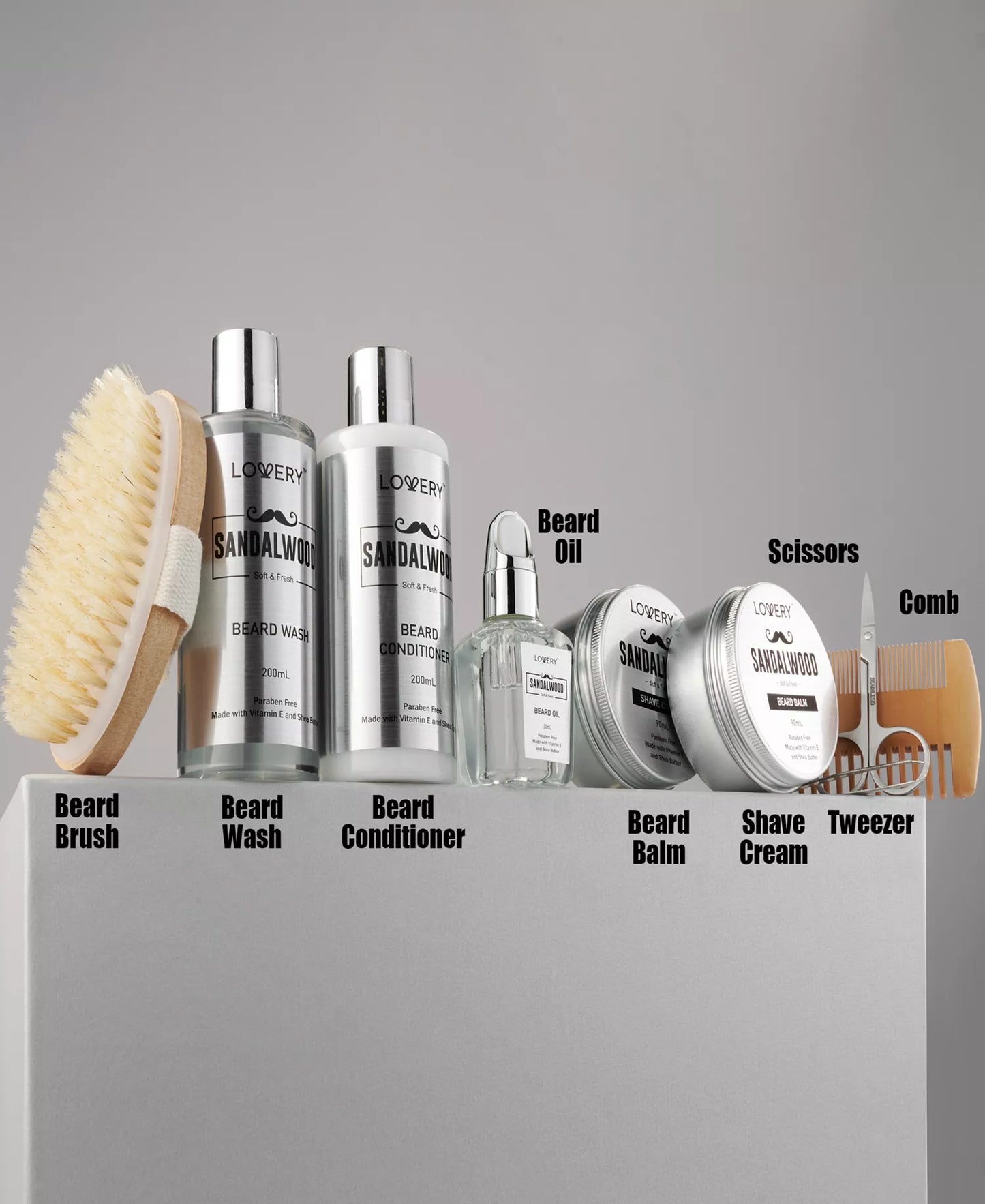 Lovery Men's 10-Pc. Sandalwood Beard Grooming Gift Set