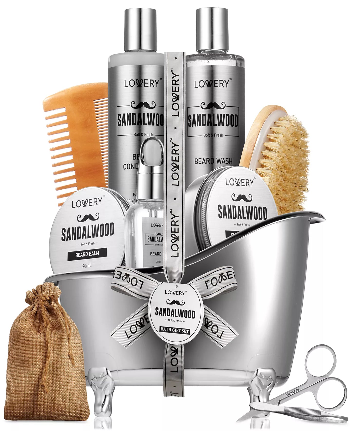 Lovery Men's 10-Pc. Sandalwood Beard Grooming Gift Set
