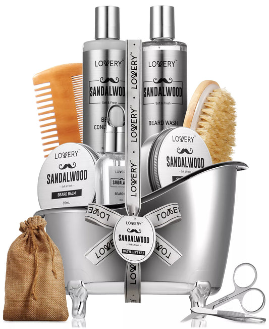 Lovery Men's 10-Pc. Sandalwood Beard Grooming Gift Set