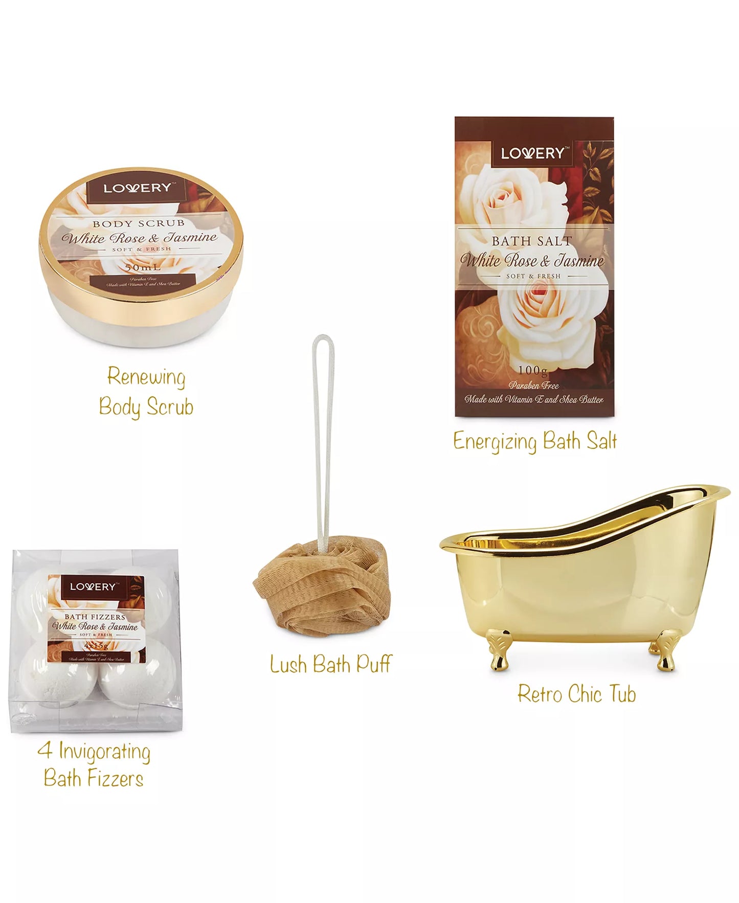 Lovery 8 Piece White Rose Jasmine Body Care Gift Set
