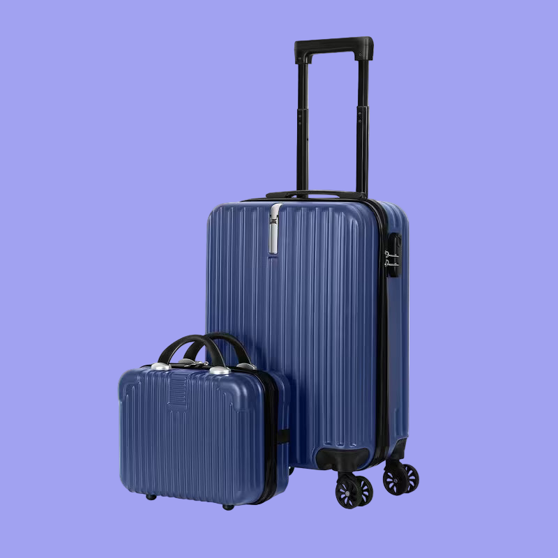 Luggage Carton Set, Consisting Of A 14-inch Luggage Bag And A 20-inch Rolling Suitcase, Navy Blue