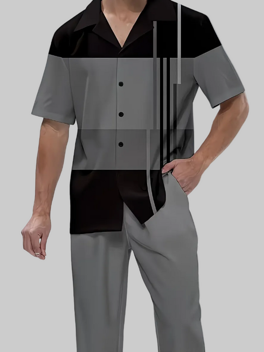 Men's Short-Sleeve Shirt and Trousers Set