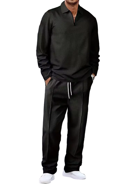 Men's Casual Suit - 2-Piece Solid Color with Plaid Pattern ( L)