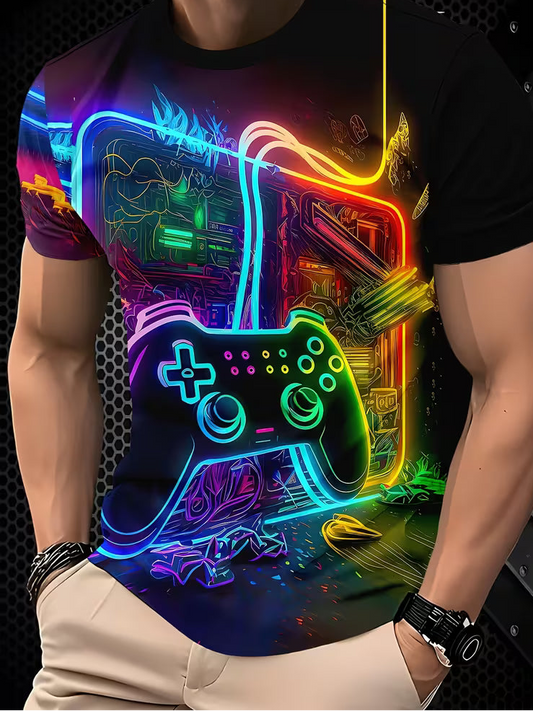 2024 New Men's Gaming Graphic T-Shirt ( Size: L )