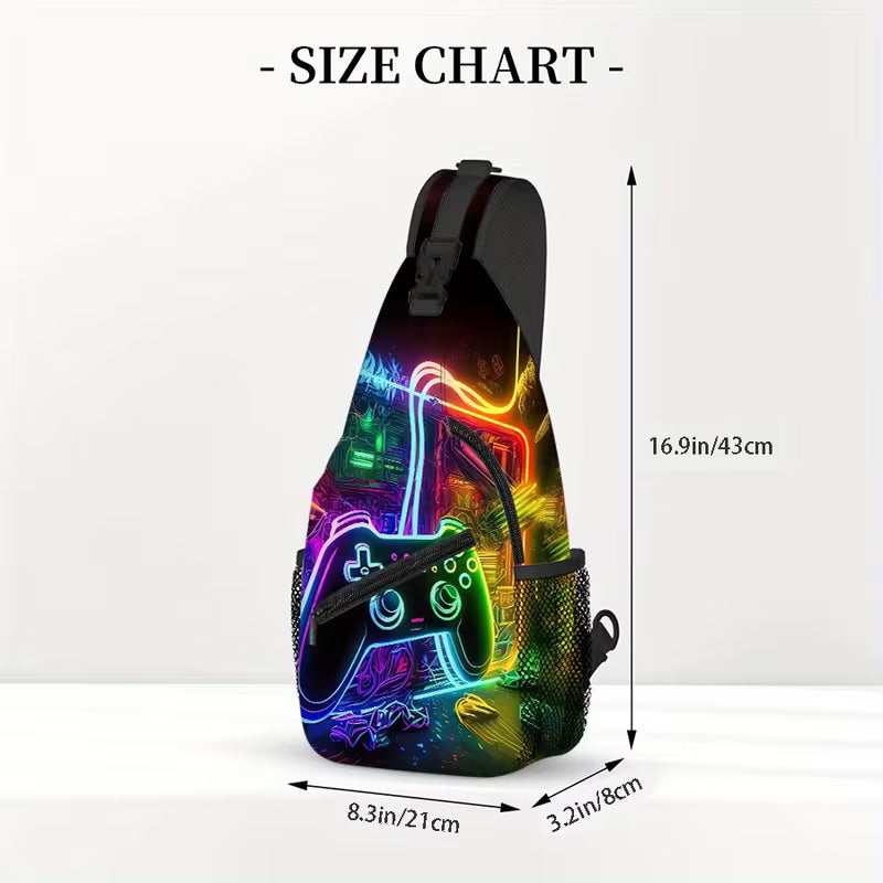 Colorful Game Controller Full-Print Chest Bag - Travel Crossbody Bag