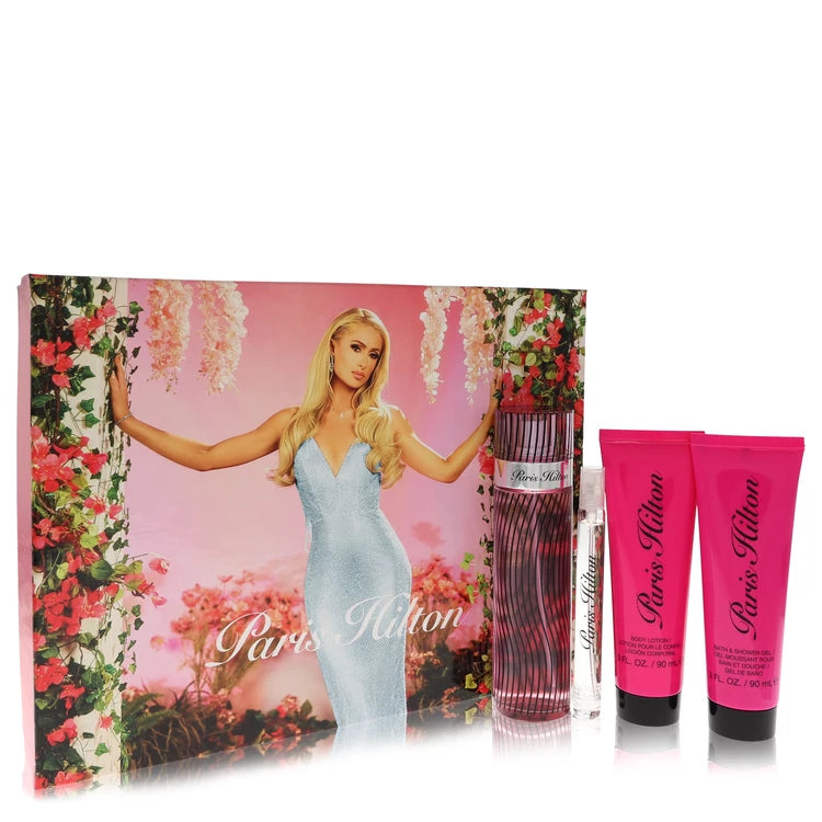 Paris Hilton by Paris Hilton Gift Set - 3.4 oz Eau De Parfum Spray + 3 oz Body Lotion + 3 oz Shower Gel + .34 oz Mini EDP Spray for Women