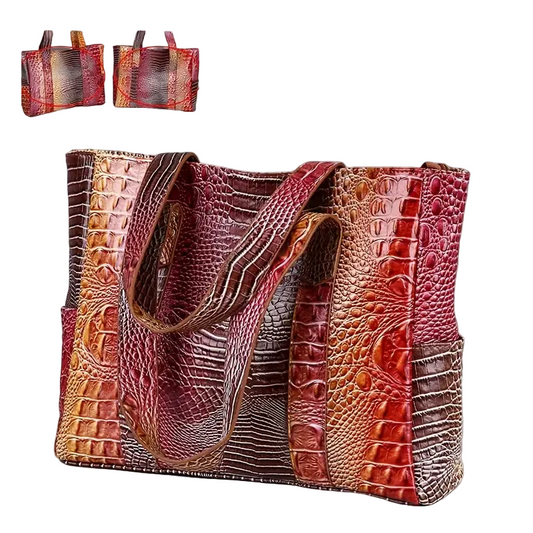 Chic Peacock Crocodile-Embossed Tote Bag for Women