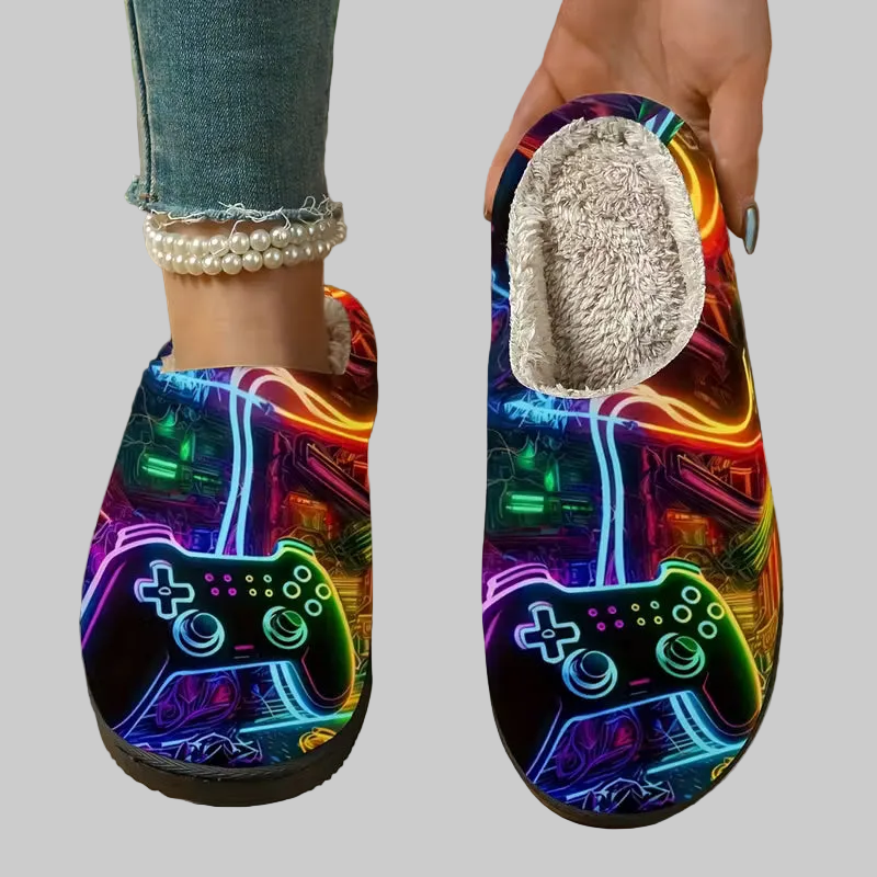 Retro Gaming Slippers, Unisex,  Size: 4.5-5