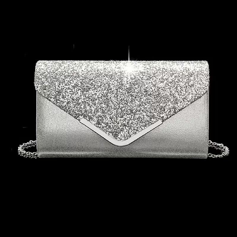 Fashionable Dress Accessories Set: Dress bag, Rhinestone Necklace, and Earrings (4 pieces)