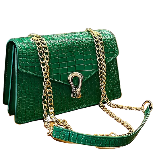 Chic Green Snake-Print Crossbody Bag for Women