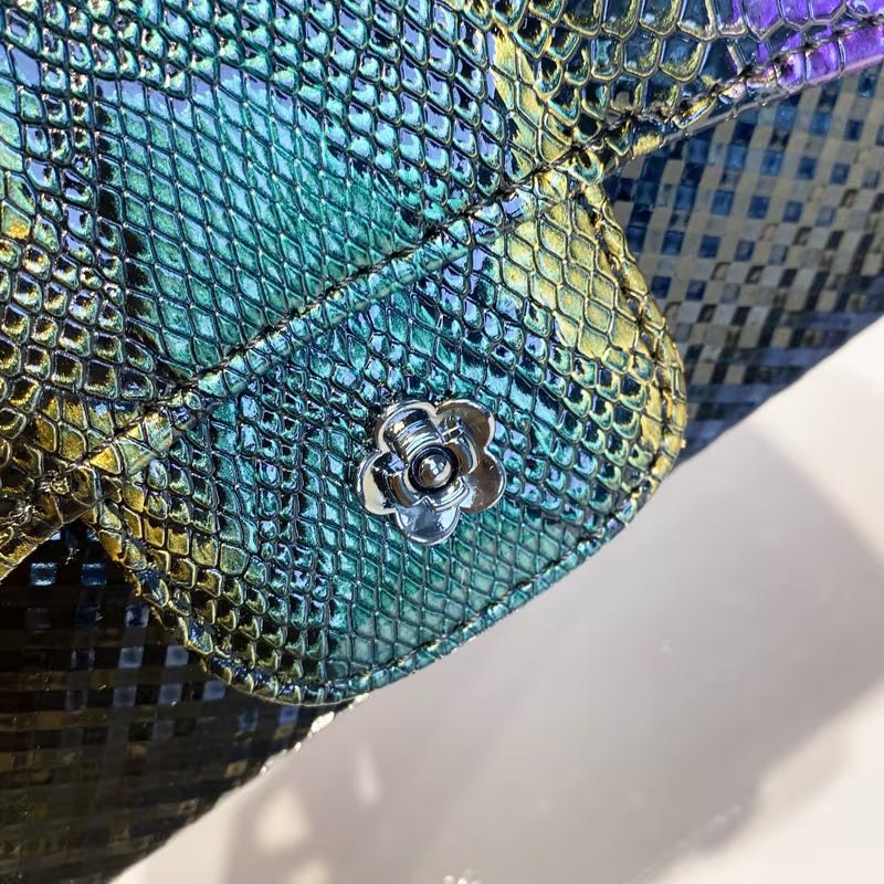 Elegant Vintage Snake Print Shoulder Bag