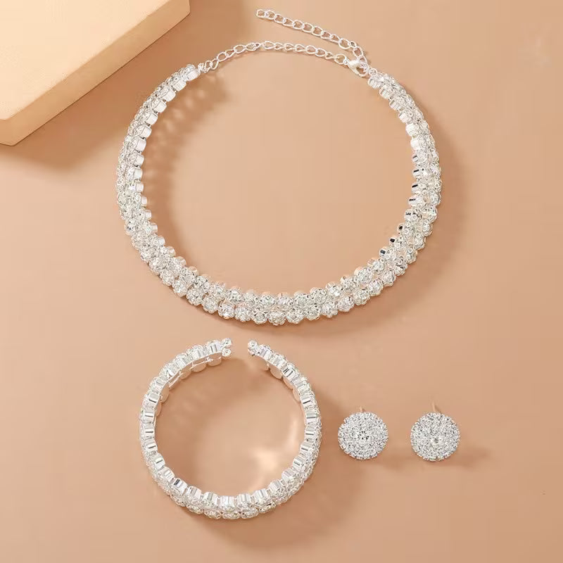 4-piece Luxury Sparkling Bridal Jewelry Set