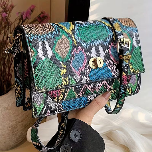 Colorful Women's Snake Shoulder Bag