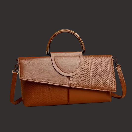 Elegant Handbag with All-Over Crocodile Texture