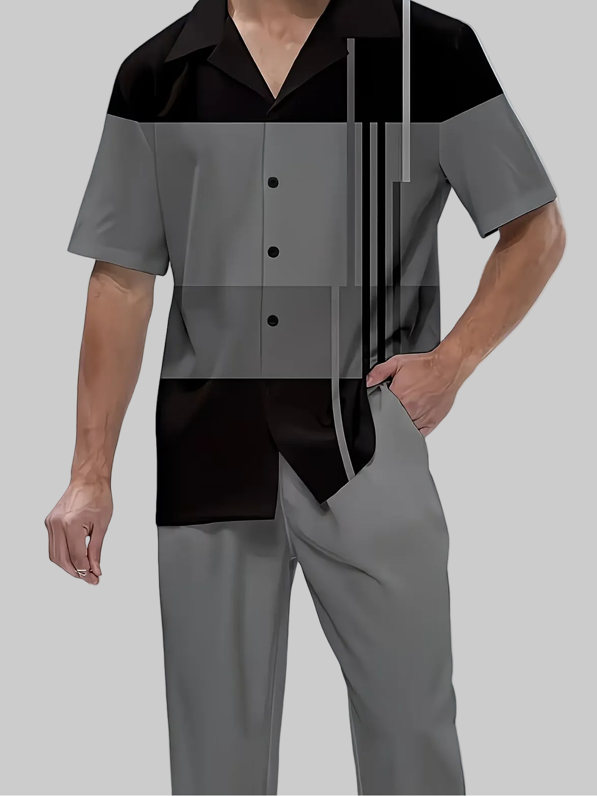 Men's Short-Sleeve Shirt and Trousers Set