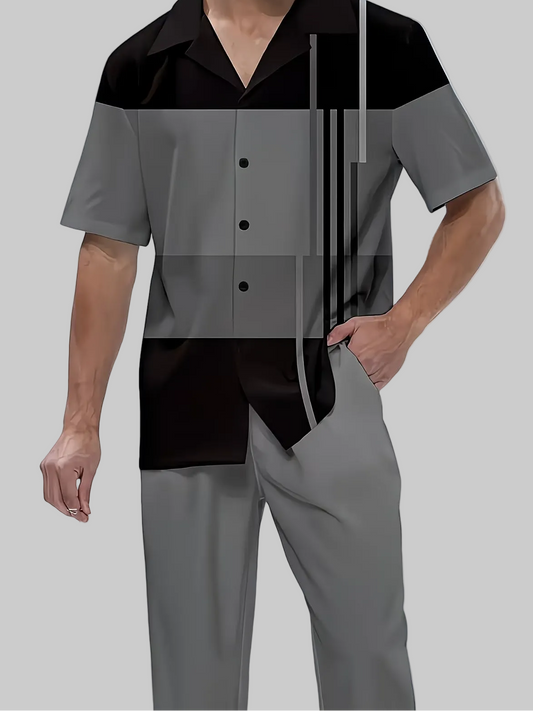 Men's Short-Sleeve Shirt and Trousers Set