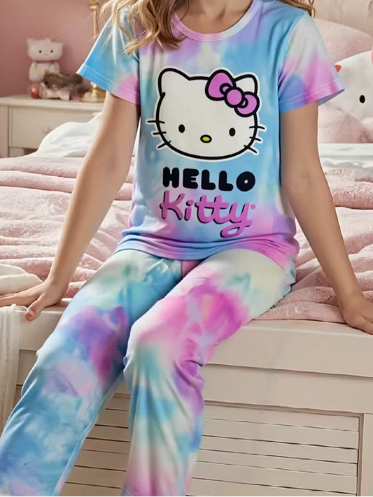 Hello Kitty and Bow Print Long Pants Size: 9-10